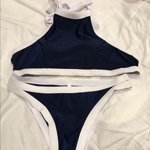 NWOT Navy & white bikini